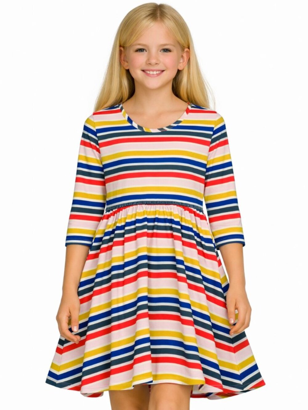 Hanna Andersson Striped Dress Multi-Color Full Circle Skirt Size 140 10 years